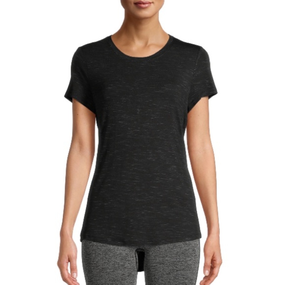 Avia L heather black relaxed fit rounded hemline stretch Short Sleeve Tee shirt